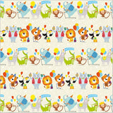 Party Animals Gift Wrap 2 Sheets & 2 Tags