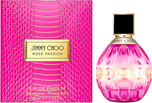 Jimmy Choo Rose Passion Eau de Parfum spray for women, 60ml bottle with floral pink and red accents