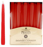 Tapered Dinner Candle Unwrapped 50pk Red
