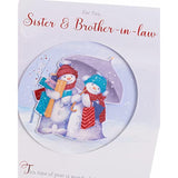 UK Greetings Christmas Card for Sister & Brother-In-Law - Snow Couple Design