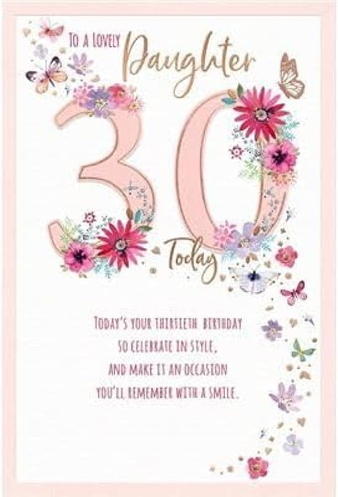 Carte Blanche Daughter 30th Birthday Card with Flowers and Butterflies