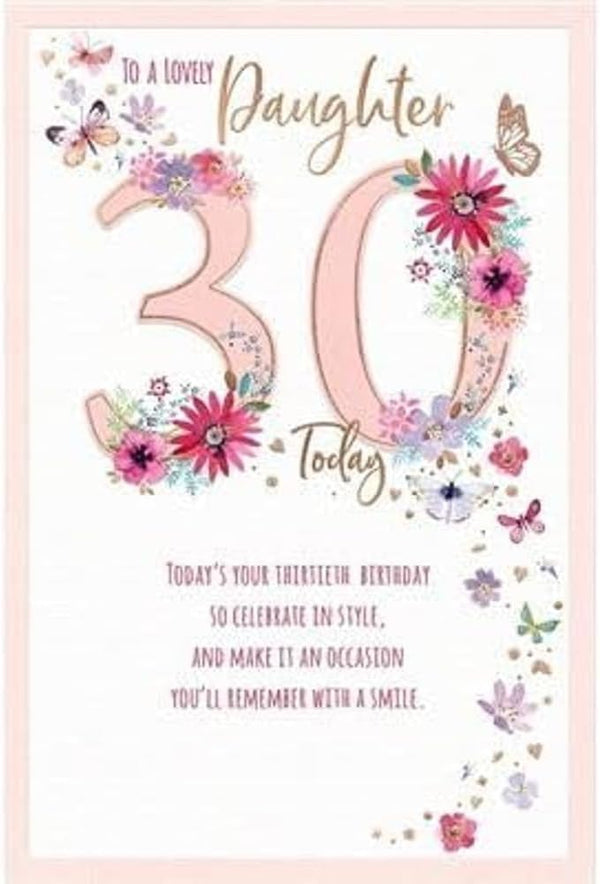 Carte Blanche Daughter 30th Birthday Card with Flowers and Butterflies
