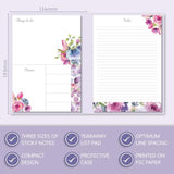 TGSC Stationery Set - Lilac Blush Sticky Notes & Lined Pad Folder - Various Sizes, Designs - Bullet Journal Notebook Ideal for Office, School, Lined Sticky Note Essential Notebook