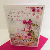 Special Friend On Her Flowers Candle Birthday Card