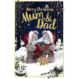 Bears Wearing Scarves 3D Holographic Mum And Dad Christmas Card