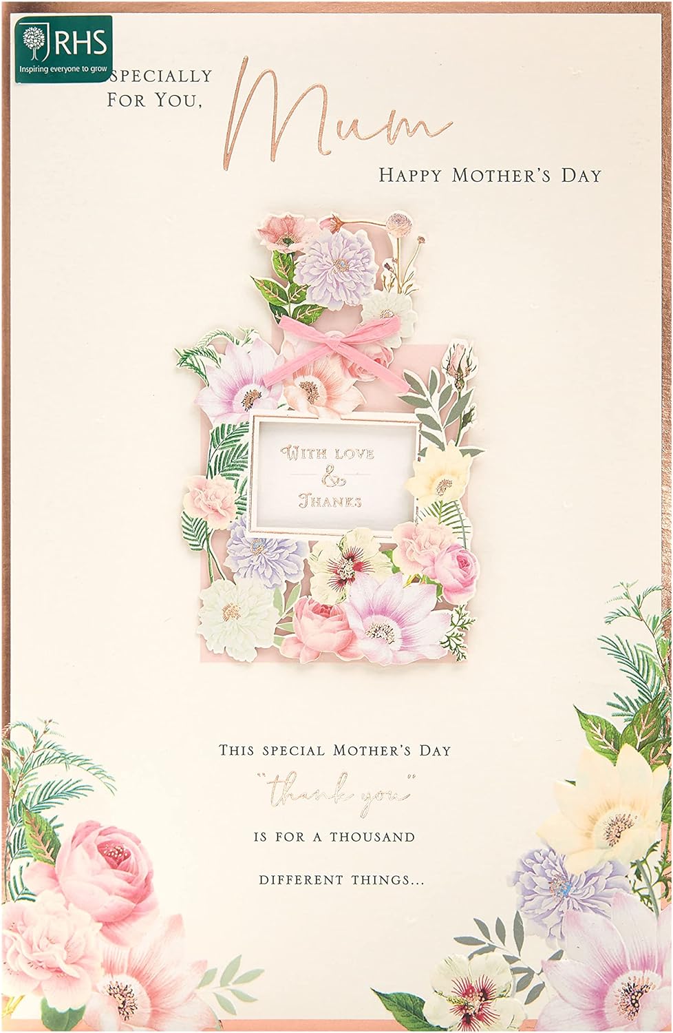 Mother's Day Card With Envelope - Pretty Perfume Design, White