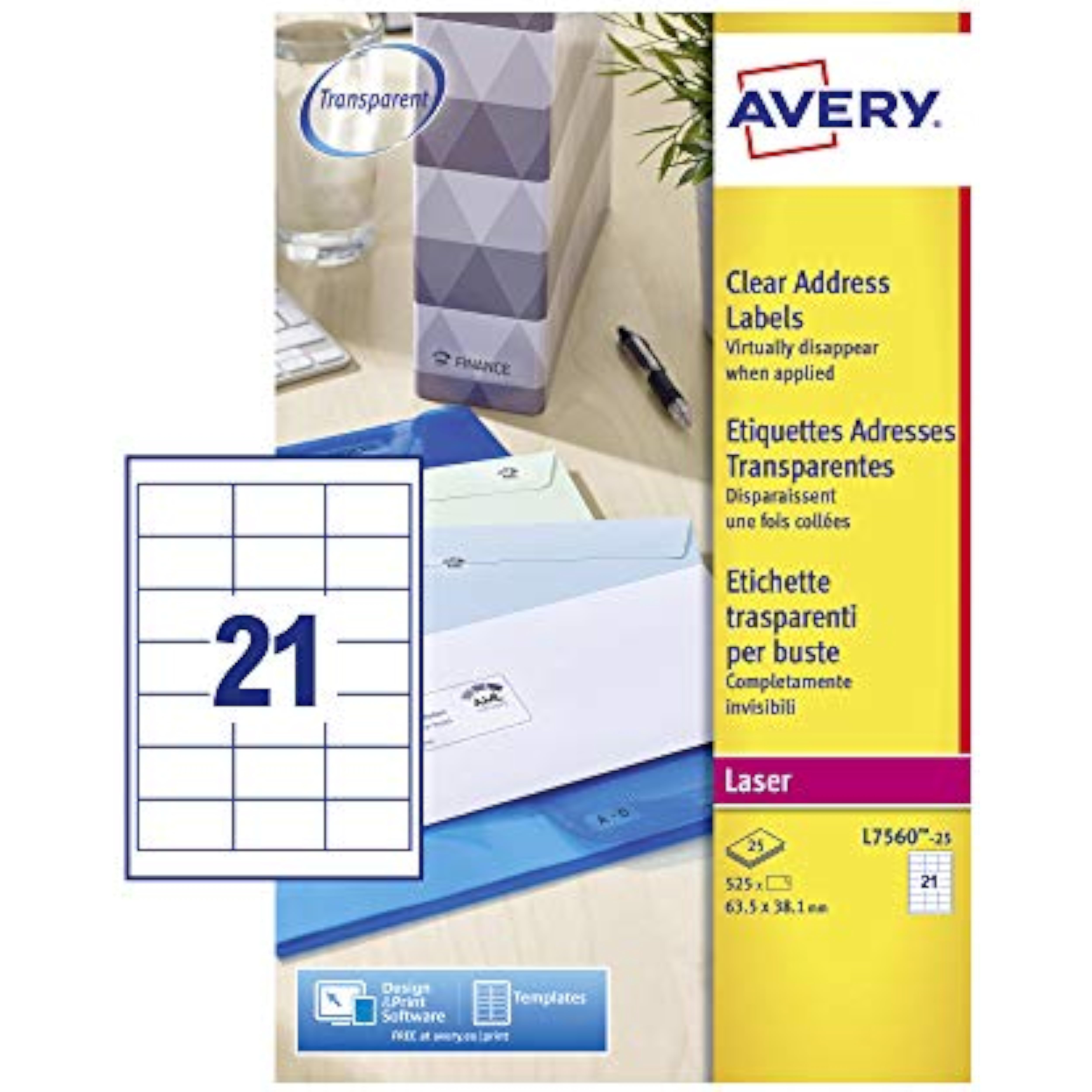 Avery Self Adhesive Clear Address Mailing Labels