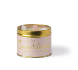Lily-Flame Congratulations scented tin candle with decorative label and lid, suitable for gifting or celebration.