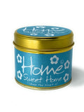 Lily-Flame Home Sweet Home scented tin candle with decorative label, perfect for cozy home ambiance.
