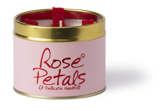 Lily-Flame Rose Petals Scented Tin Candle with pink rose-shaped wax and floral packaging, perfect for decorative and fragrant ambiance.