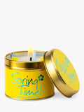 Spring Time scented tin candle by Lily-Flame featuring a decorative floral design and cozy candle inside.