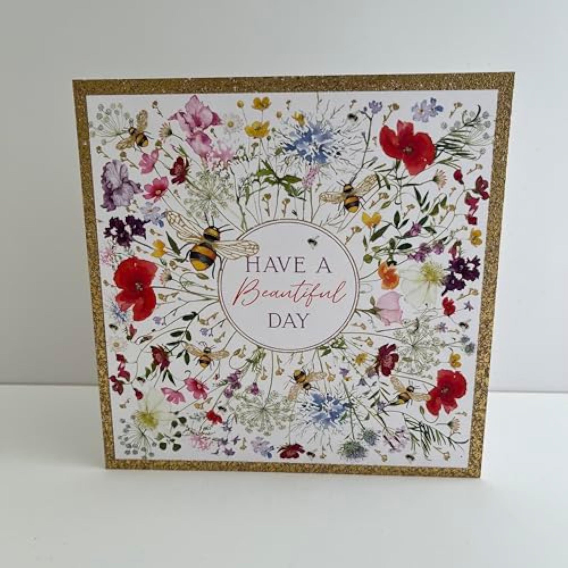 Beautiful Day Wildflower Bloom with Gold Foil Birthday Card
