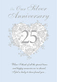 Husband or Wife - 25th Silver Wedding Anniversary Card