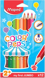 Set of 12 Maped COLOR'PEPS My First Jumbo Colouring Pencils with bright, easy-to-hold chunky tips for young children.