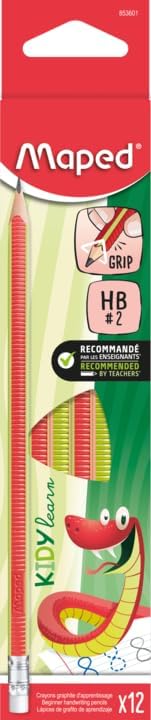Set of 12 Maped Kidy Learn pencils with ergonomic grips for easy writing and comfortable hold, ideal for young learners.