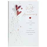 UK Greetings Wife Anniversary Card With Envelope - Red Hearts Design