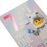 Age 7 Today Girl Unicorn Lego Design Birthday Card