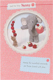 Mother's Day Card for Nanny With Envelope - Cute Elephant Design, Pink