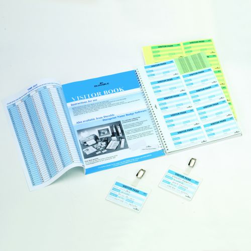 Durable Visitor Book 100 with 100 Badge Insert Refills 60x90mm