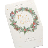 UK Greetings Christmas Card for Mum & Dad - Festive Wreath Design