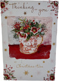 Thinking of You Christmas Card by NQ featuring anemones and snowflakes with festive holiday design and elegant watercolor artwork.