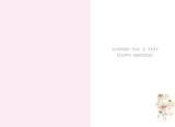Embossed Meadow Flowers birthday greeting card by NQ with floral design and elegant detailing.