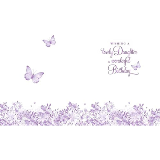 Colorful floral butterflies daughter birthday greeting card by NQ with vibrant floral and butterfly illustrations.