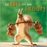 Funny Go Nuts Weightlifting Squirrel Birthday Card