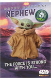 Baby Yoda Nephew Birthday Card with Badge