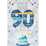 2023 Milestone Male Open Age 90 Birthday Card for Men - Born in 1933 Year You Were Born - Embossed with Silver Foil