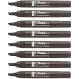 8 x Sharpie W10 chisel tip black ink permanent marker x 1 single pen