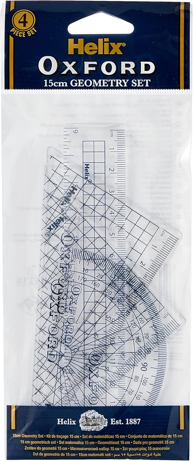 Oxford 15cm drafting set with rulers, compasses, and accessories for technical drawing and drafting projects.