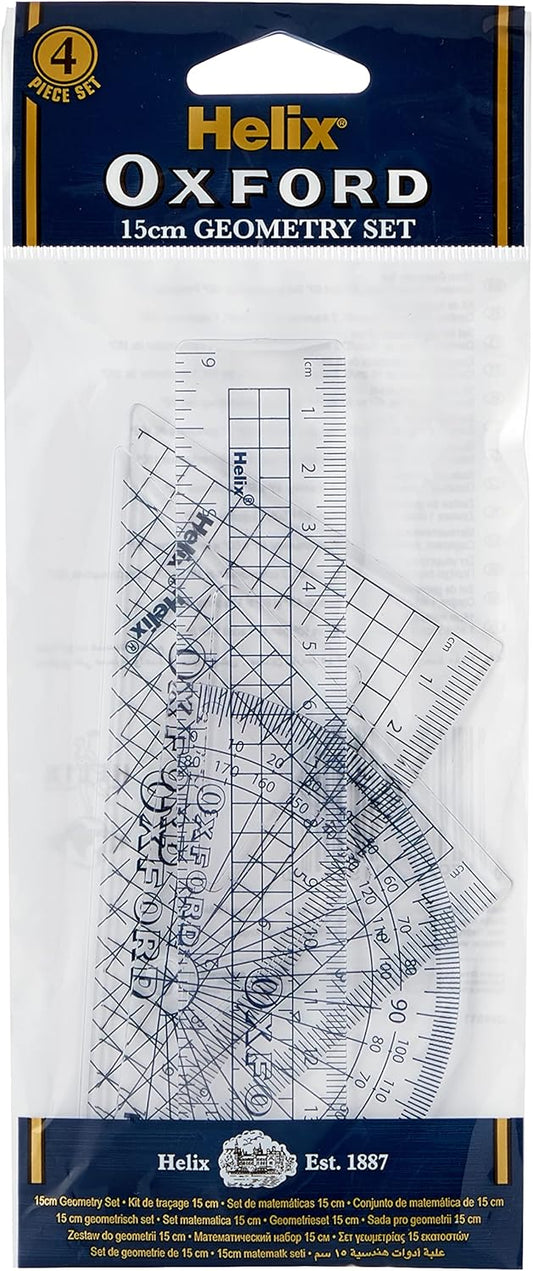 Oxford 15cm drafting set with rulers, compasses, and accessories for technical drawing and drafting projects.