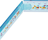 Orange Oxford GEO folding ruler extended showing measurement markings and compact folding design.