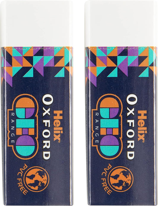 Oxford GEO Twin PK erasers in orange, dual-ended plastic erasers with a sleek design for precise pencil erasing.