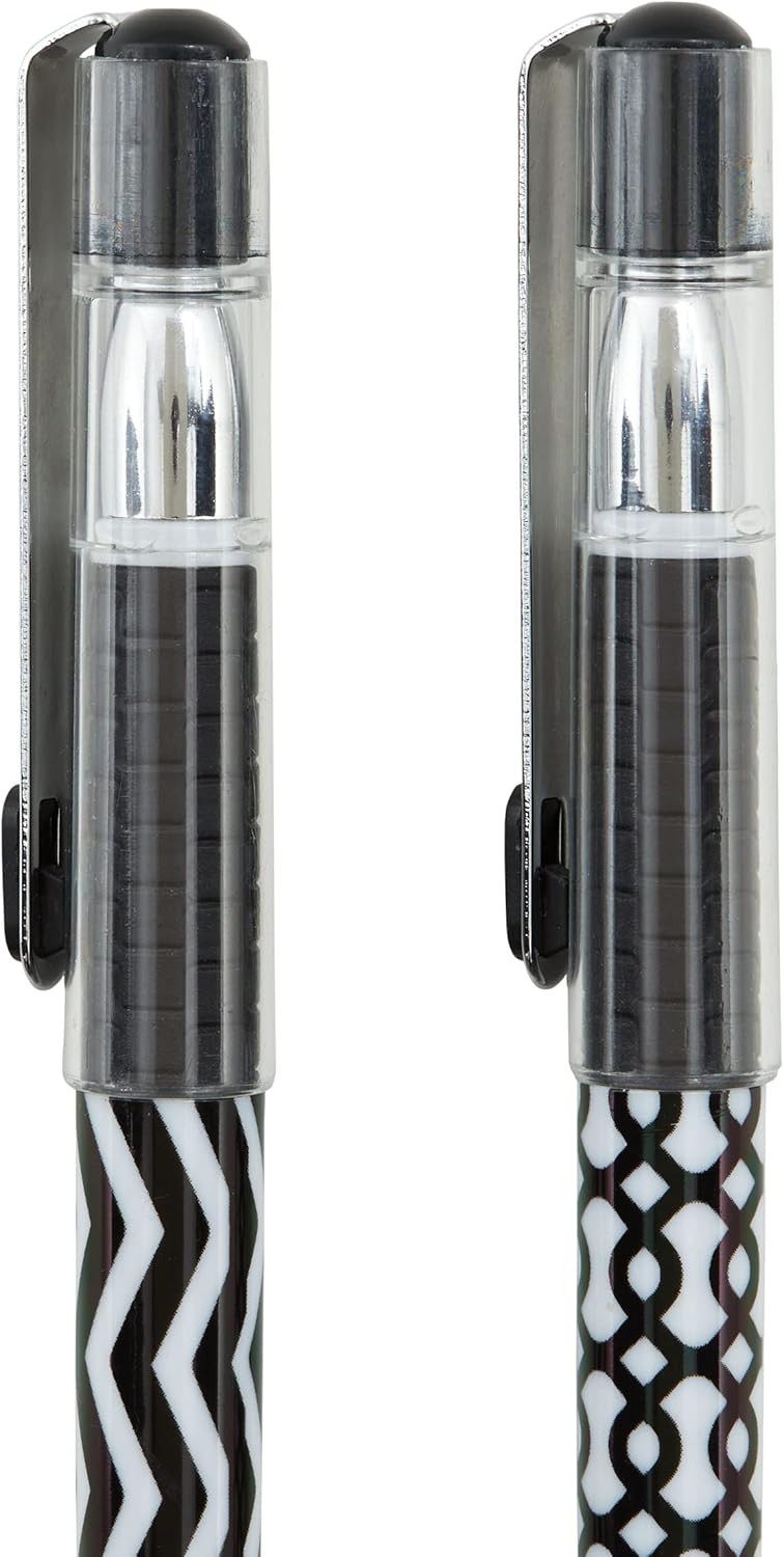 Set of four Oxford Helix Oxford Monochrome Gel Black Ink Pens displaying black ink tips and sleek black and white design.