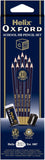 Oxford Helix Oxford X10 HB pencils with plastic sharpener and eraser, displayed on a white background