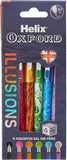 Set of six Oxford Illusions Ink Pens with colorful ink barrels and fine tips, ideal for detailed writing and artistic projects.