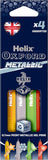 Set of four Oxford metallic pens with shiny, colorful ink barrels, ideal for writing and drawing.