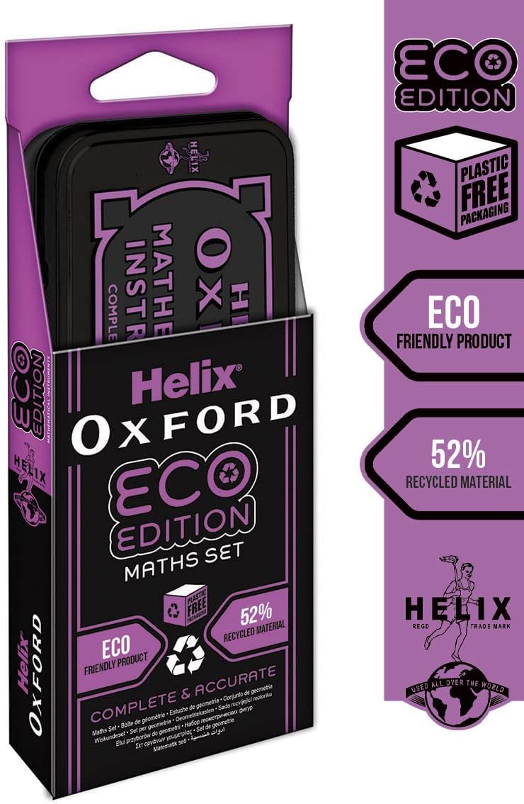 Oxford ECO Maths Set in pink, featuring a variety of educational tools and supplies for learning math skills.