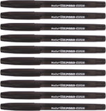 Set of 10 Oxford black writing curve pens displayed together, featuring sleek design and smooth ink flow for everyday writing.