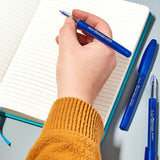 Set of 10 Oxford blue writing curve pens with sleek design and smooth ink flow, perfect for everyday writing and drawing.