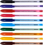 Set of 10 Oxford Trigrip writing pens in assorted colors with ergonomic grips and smooth ink flow.