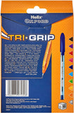 Set of 10 Oxford Trigrip writing pens in assorted colors, featuring ergonomic grip for smooth, comfortable writing.