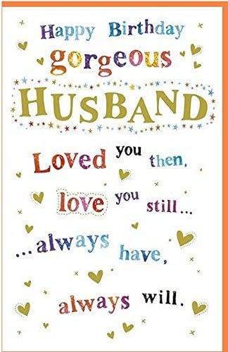 Paper Rose Husband Birthday greeting card featuring "Happy Birthday Gorgeous" and rainbow catching design, perfect for celebrating.