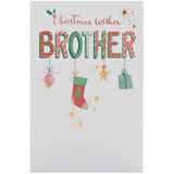 UK Greetings Christmas Card for Brother - Hanging Ornaments Design