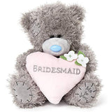 Tatty Teddy Bear Bridesmaid Love Heart on a Gift Plinth Soft Toy