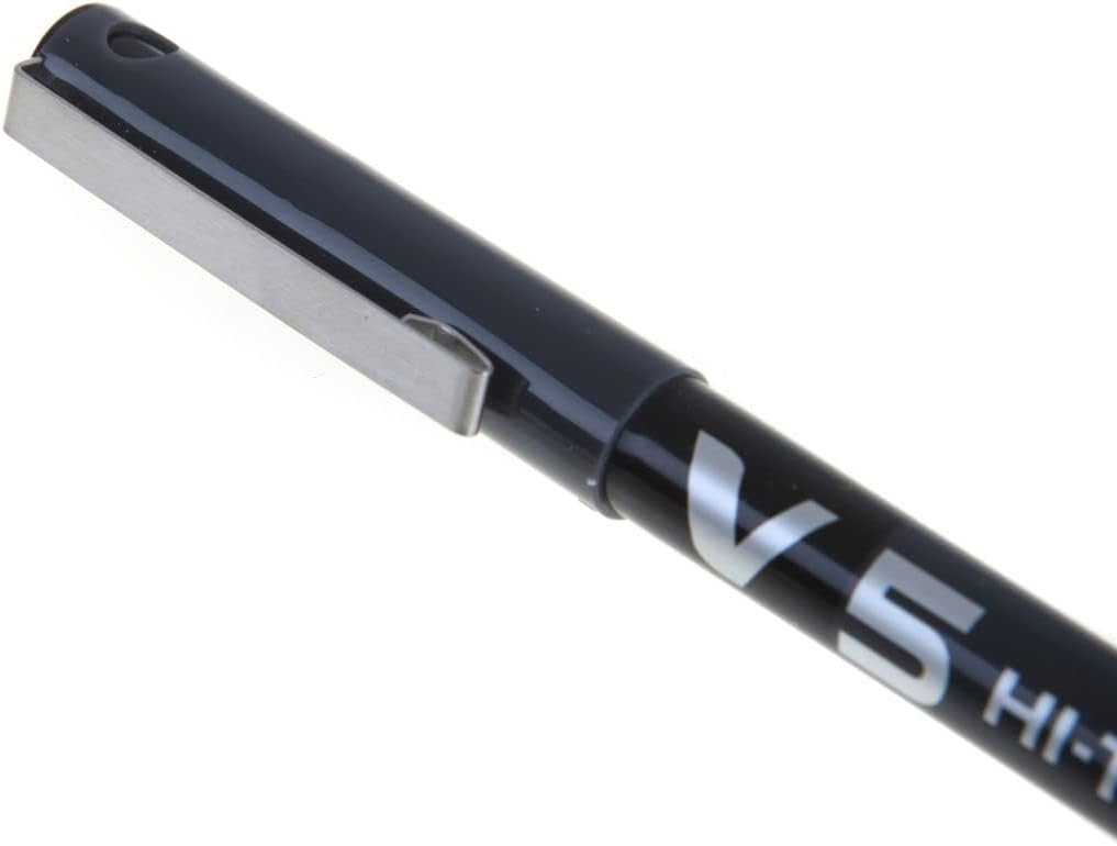 Pilot V5 Liquid Ink Rollerball pen with 0.5 mm tip in black, shown with the pen tip and body visible.