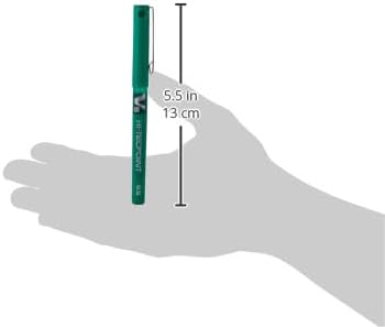 Green Pilot V5 Liquid Ink Rollerball pen with 0.5 mm tip, showcasing the pen's sleek design and vibrant ink color.