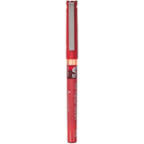 Pilot V5 Liquid Ink Rollerball pen with 0.5mm tip in red, featuring a sleek design and visible ink refill on the pen.